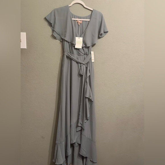 NWT Show Me Your Mumu Jess Ruffle Midi Dress in silver sage - Picture 5 of 13